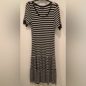 Lauren Ralph Lauren Midi length - light knit dress Stripped Black & White, XL.